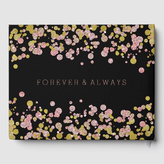 Confetti Sparkle Shine Roos Gold Weddenemonogram Gastenboek (Achterkant)