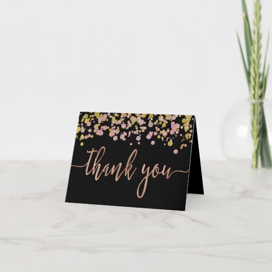 Confetti Sparkle Shine Roze Goud Huwelijk Bedankt (Voorkant)