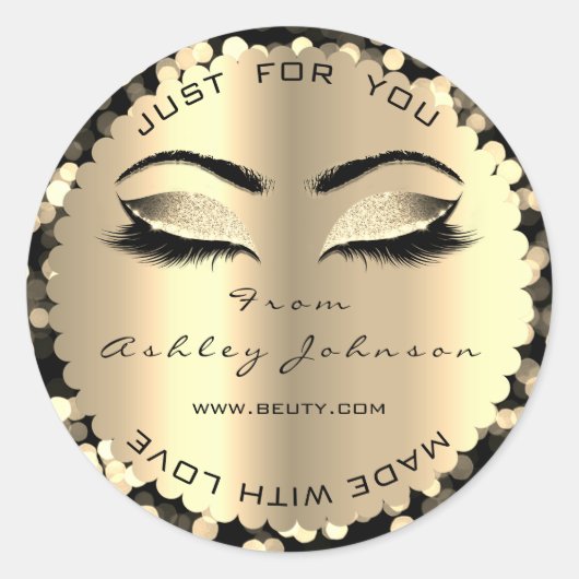 Confetti Sparkly Glitter Gold Lash gemaakt van lie Ronde Sticker (Voorkant)