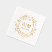 Confetti Splatter Fun Monogram & Date Wedding Folie Servetten (Links)