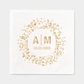 Confetti Splatter Fun Monogram & Date Wedding Folie Servetten (Voorkant)