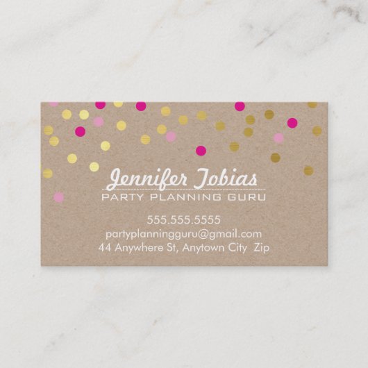 CONFETTI SPOT patroon modern goud vet roze kraft Visitekaartje (Voorkant)