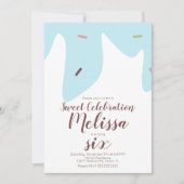 Confetti sprinkhaan die ijskap blauw drijft kaart (Voorkant)