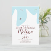 Confetti sprinkhaan die ijskap blauw drijft kaart (Staand voorkant)