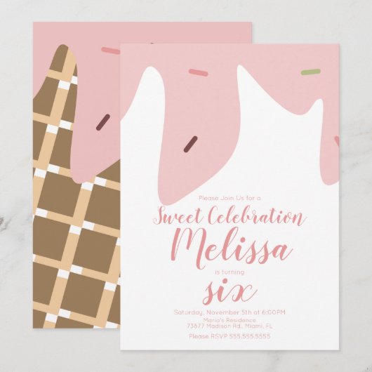 Confetti sprinkhaandruppels die ijsklok uitstrijke kaart (Voorkant / Achterkant)