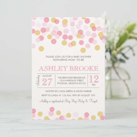 Confetti Sprinkle Baby shower Invitation Kaart (Staand voorkant)