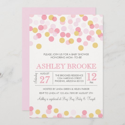 Confetti Sprinkle Baby shower Invitation Kaart (Voorkant / Achterkant)