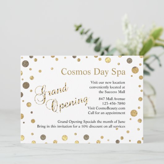 Confetti Sprinkle Grand Opening Business nodigt u Kaart (Staand voorkant)