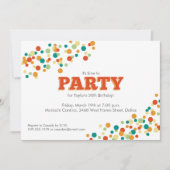 Confetti Sprinkle Party Invitation in Oranje Kaart (Voorkant)