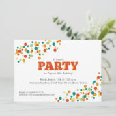 Confetti Sprinkle Party Invitation in Oranje Kaart (Staand voorkant)