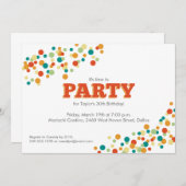 Confetti Sprinkle Party Invitation in Oranje Kaart (Voorkant / Achterkant)