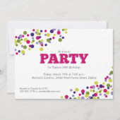 Confetti Sprinkle Party Invitation in Paars Kaart (Voorkant)
