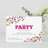 Confetti Sprinkle Party Invitation in Paars Kaart (Staand voorkant)