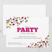 Confetti Sprinkle Party Invitation in Paars Kaart (Voorkant / Achterkant)