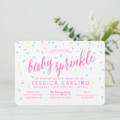 Confetti Sprinkles Baby Sprinkle Invitatie roze Kaart (Staand voorkant)
