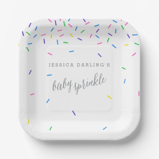 Confetti Sprinkles Baby Sprinkle Invitaties Papieren Bordje (Voorkant)