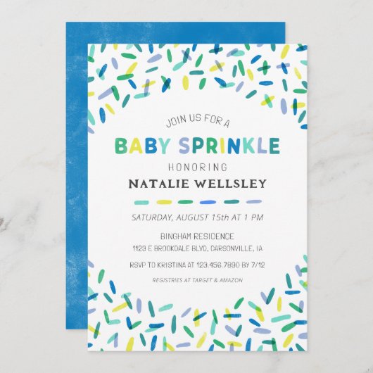 Confetti Sprinkles Baby Sprinkle Uitnodiging (Voorkant / Achterkant)