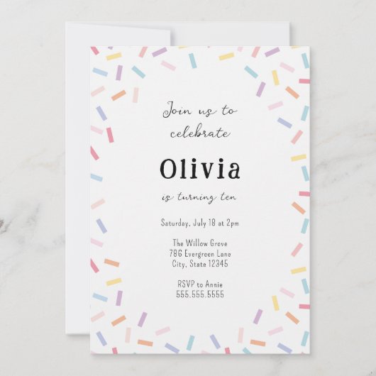 Confetti Sprinkles Birthday Uitnodiging (Voorkant)
