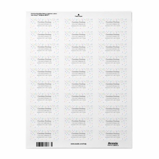 Confetti Sprinkles Return Address Label (Full Sheet)