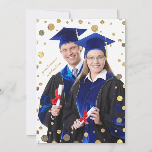 Confetti Sprinkling in Gold Photo Invitation Kaart (Voorkant)