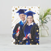 Confetti Sprinkling in Gold Photo Invitation Kaart (Staand voorkant)