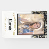 Confetti Stars Gefeliciteerd 2025 Afstuderen Foto Spandoek (Horizontaal)