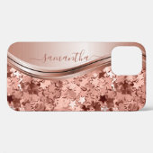 Confetti Sterren Roze Goud Handgeschreven Naam Met Case-Mate iPhone Case (Achterkant (horizontaal))