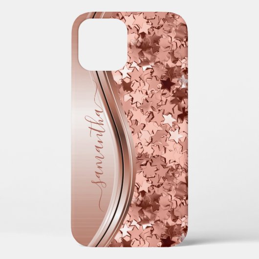 Confetti Sterren Roze Goud Handgeschreven Naam Met Case-Mate iPhone Case (Achterkant)