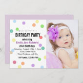 Confetti Stippen Aangepaste Foto Verjaardagsfeest Kaart (Voorkant / Achterkant)