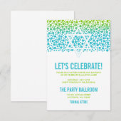 Confetti Stippen Blauwgroen Green Bat Mitzvah Rece Kaart (Voorkant / Achterkant)