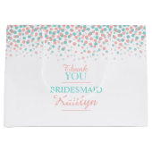 Confetti stippen blauwgroen koraal oranje taartzak large cadeautasje (Voorkant)