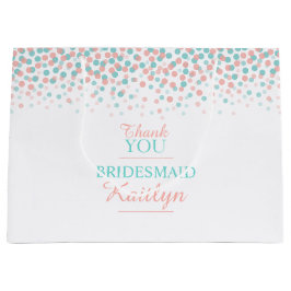 Confetti stippen blauwgroen koraal oranje taartzak large cadeautasje