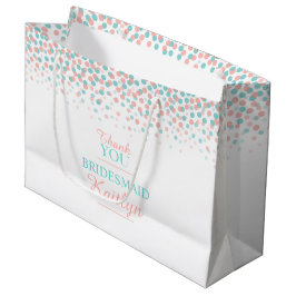 Confetti stippen blauwgroen koraal oranje taartzak large cadeautasje