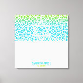 Confetti Stippen Blauwgroen Lime Green Bat Mitzvah Canvas Afdruk (Voorkant)