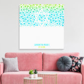 Confetti Stippen Blauwgroen Lime Green Bat Mitzvah Canvas Afdruk (Insitu (Woonkamer))