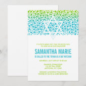 Confetti Stippen Blauwgroen Lime Green Bat Mitzvah Kaart (Voorkant / Achterkant)