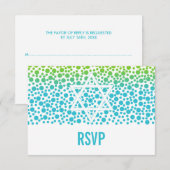 Confetti Stippen Blauwgroen Lime Green Bat Mitzvah RSVP Kaartje (Voorkant / Achterkant)