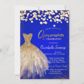 Confetti Stippen, Chic Dress Royal Blue Quinceañer Kaart (Voorkant)