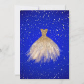 Confetti Stippen, Chic Dress Royal Blue Quinceañer Kaart (Achterkant)