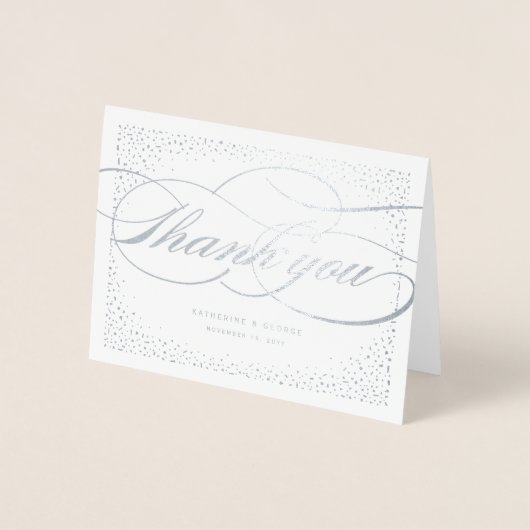 Confetti Stippen Classic Script Wedding Bedankt Folie Kaarten (Voorkant)