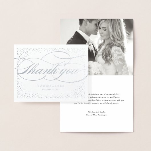 Confetti Stippen Classic Script Wedding Bedankt Folie Kaarten (Display)