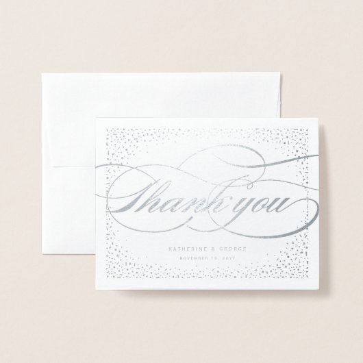 Confetti Stippen Classic Script Wedding Bedankt Folie Kaarten (Voorkant met envelop)