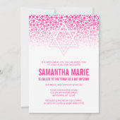 Confetti Stippen Hot Pink Bat Mitzvah Kaart (Voorkant)