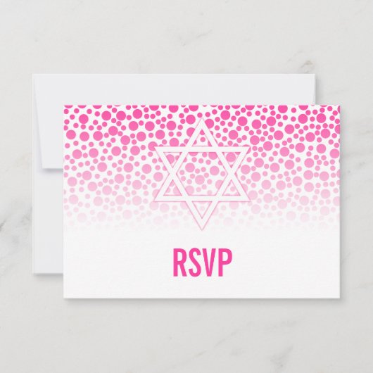 Confetti Stippen Hot Pink Bat Mitzvah RSVP (Voorkant)