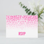 Confetti Stippen Hot Pink Bat Mitzvah RSVP (Staand voorkant)