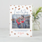 Confetti Stippen Liefde en Vreugde Foto Feestdagenkaart (Staand voorkant)