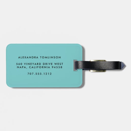 Confetti Stippen monogram Bagagelabel | Aqua (Achterkant horizontaal)