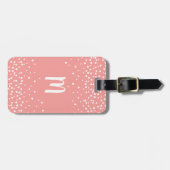 Confetti Stippen monogram Bagagelabel | Coral (Voorkant horizontaal)