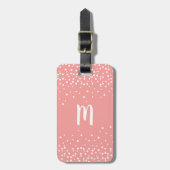 Confetti Stippen monogram Bagagelabel | Coral (Voorkant verticaal)