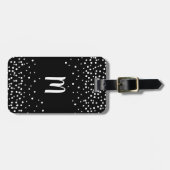 Confetti Stippen monogram Bagagelabel | Zwart & Wi (Voorkant horizontaal)